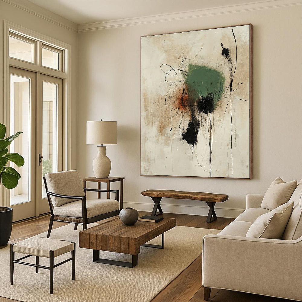 Green and Black Abstract for Sophisticated Dining Area & Art Gallery Hallway STSC1186