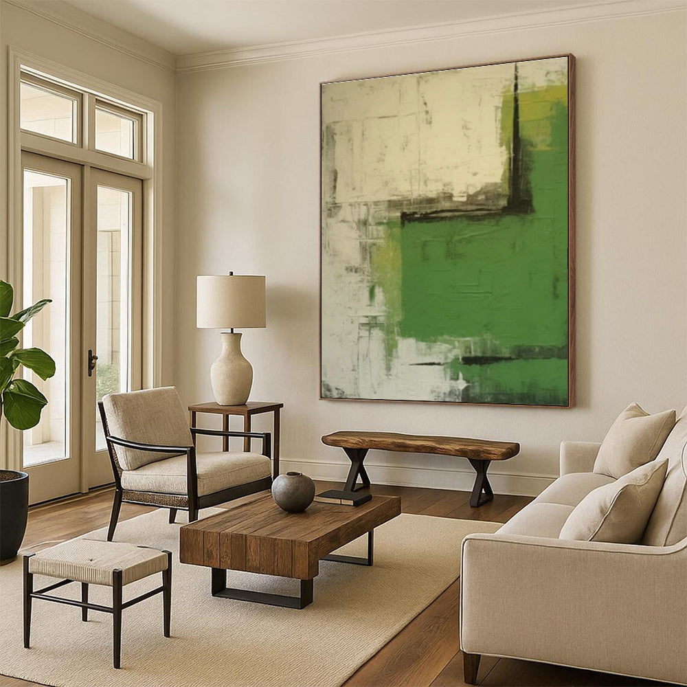 Green - Gray Abstract Art for Botanical Café & Eco - Friendly Home Office DLZ0844
