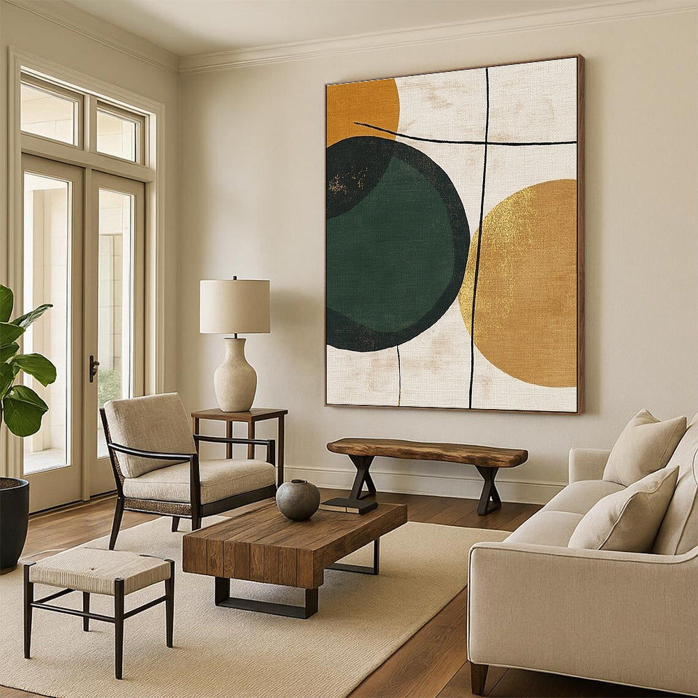 Geometric Circles with Gold for Mid - Century Modern Home & Chic Home Office STSC467