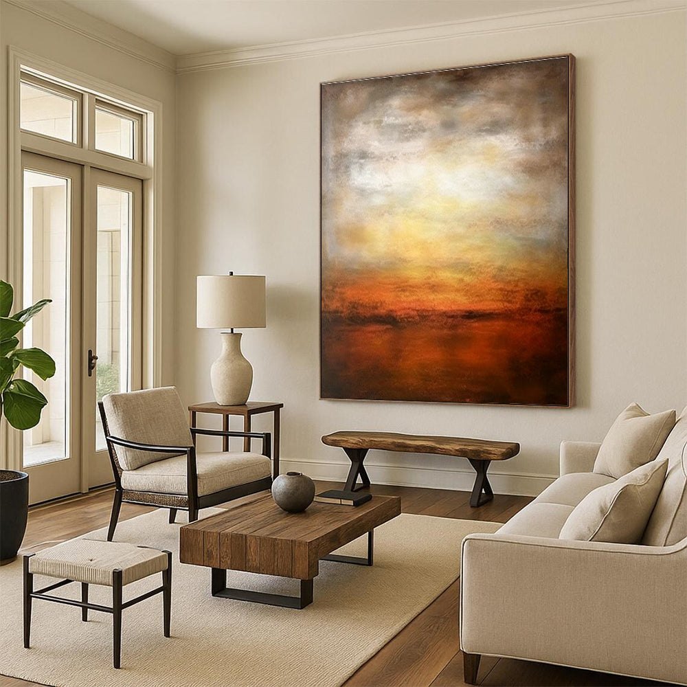 Orange - Yellow Gradient Abstract Art for Living Room & Dining Room DLZ0444
