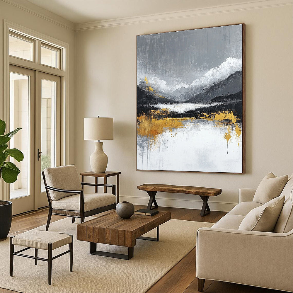 Gold - Touched Mountain Landscape for Sophisticated Home Library & Luxury Hotel Suite STSC224