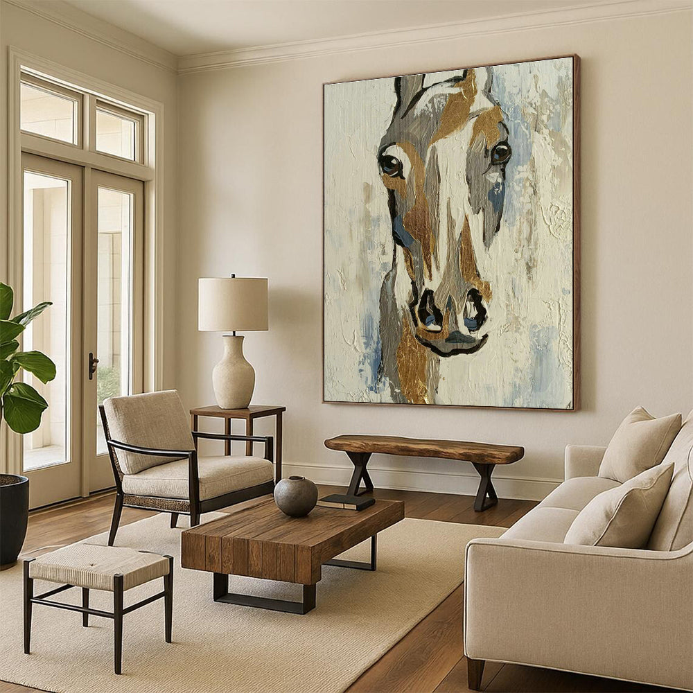 Horse Head Painting for Equestrian Home Library & Art - Loving Living Room DLZ2103