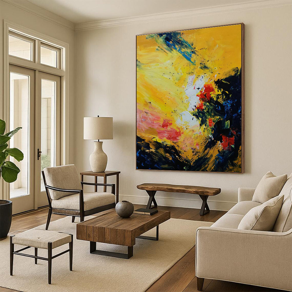 Yellow - Based Color Splash Abstract Art for Tropical Vacation Home & Artistic Community Center DLZ1349