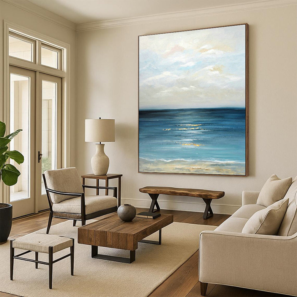 Seaside Oil Painting Art for Beach House Living Room & Coastal Art Gallery DLZ0669