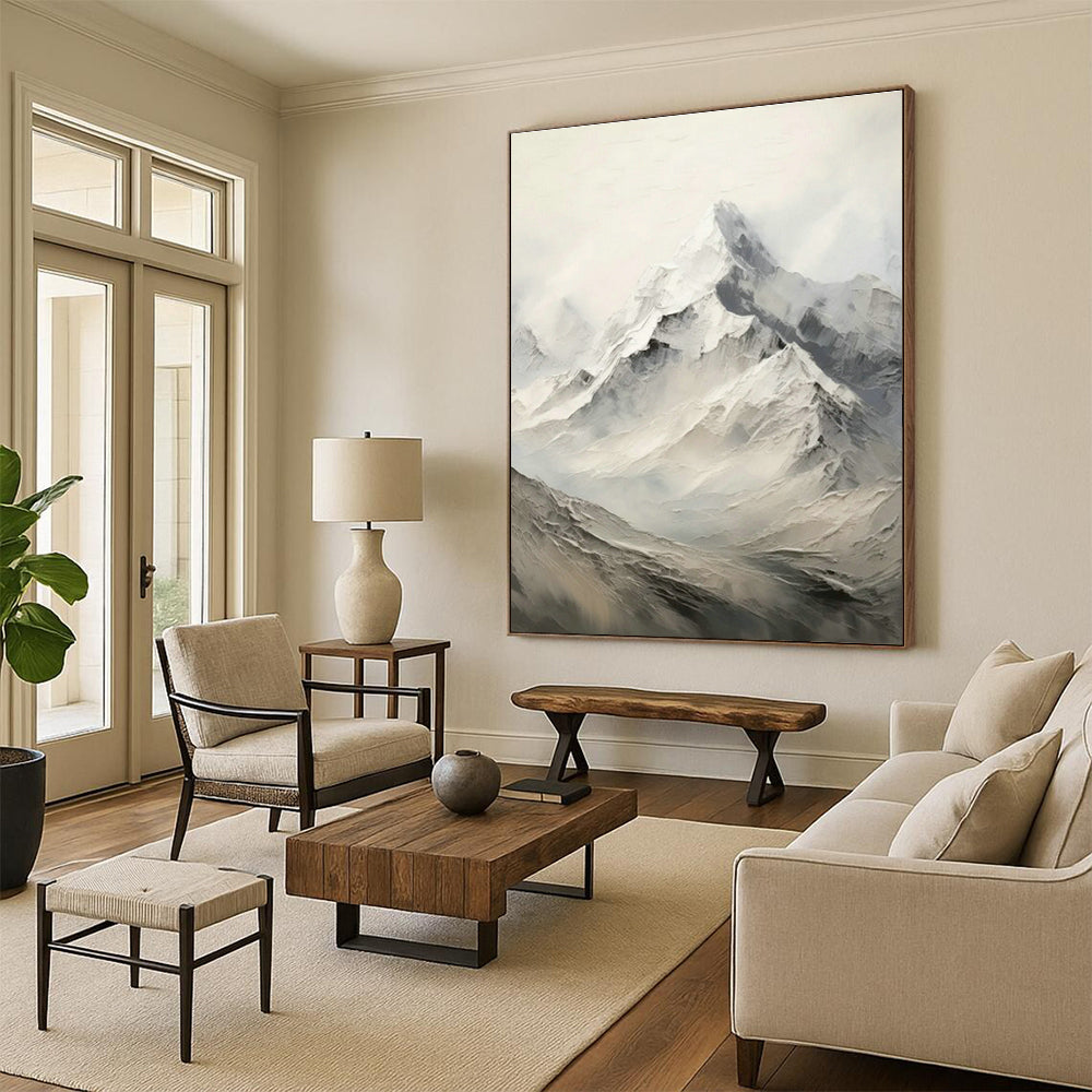Snowy Mountain Abstract Art for Ski Lodge & Nature - Lover’s Home DLZ1263