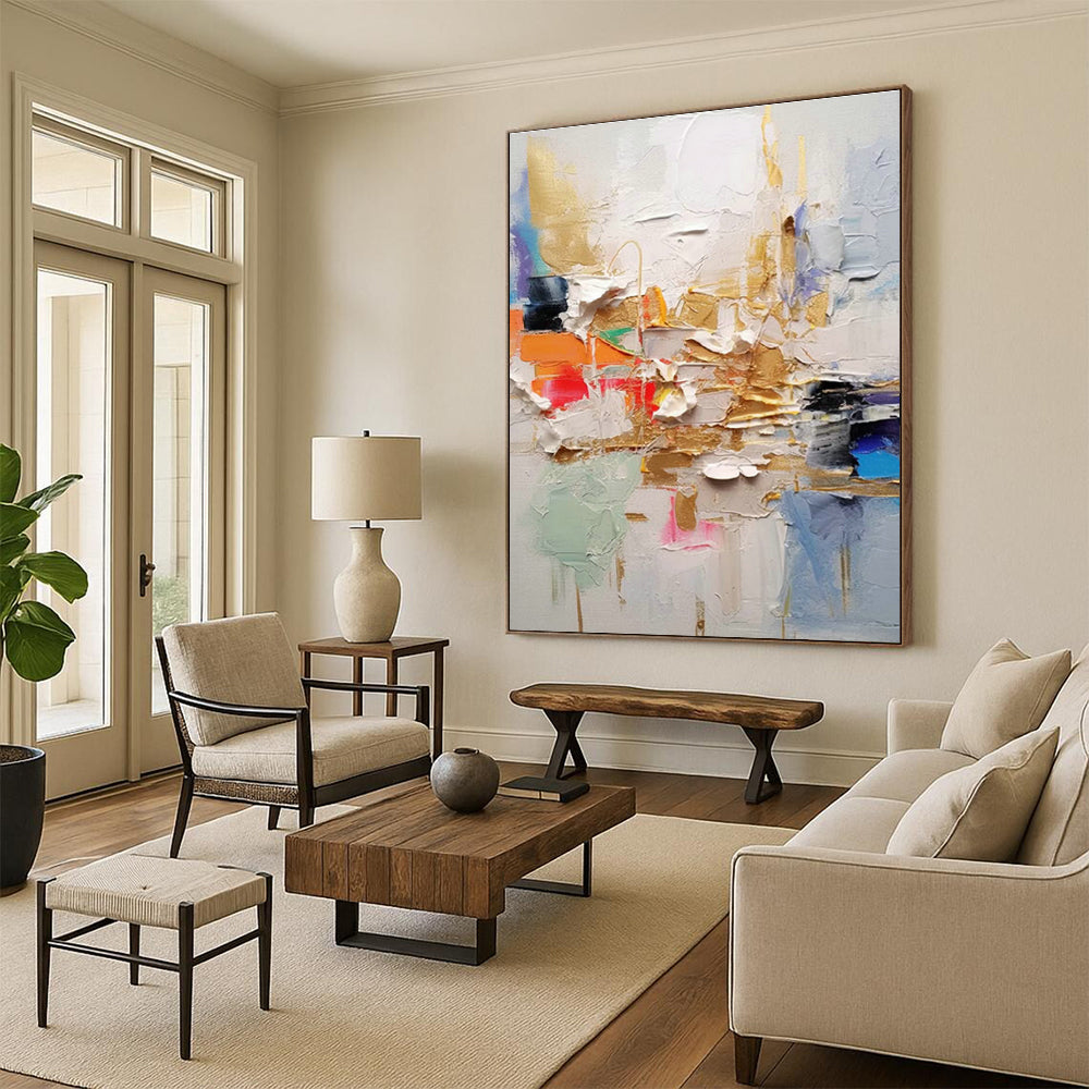 Colorful Thick - Paint Abstract Art for Creative Studio & Bohemian Restaurant DLZ1063