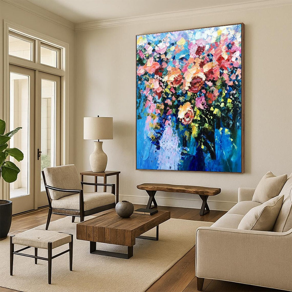 Colorful Flower Bouquet Oil Painting for Romantic Wedding Venue & Garden - Inspired Café DLZ1356