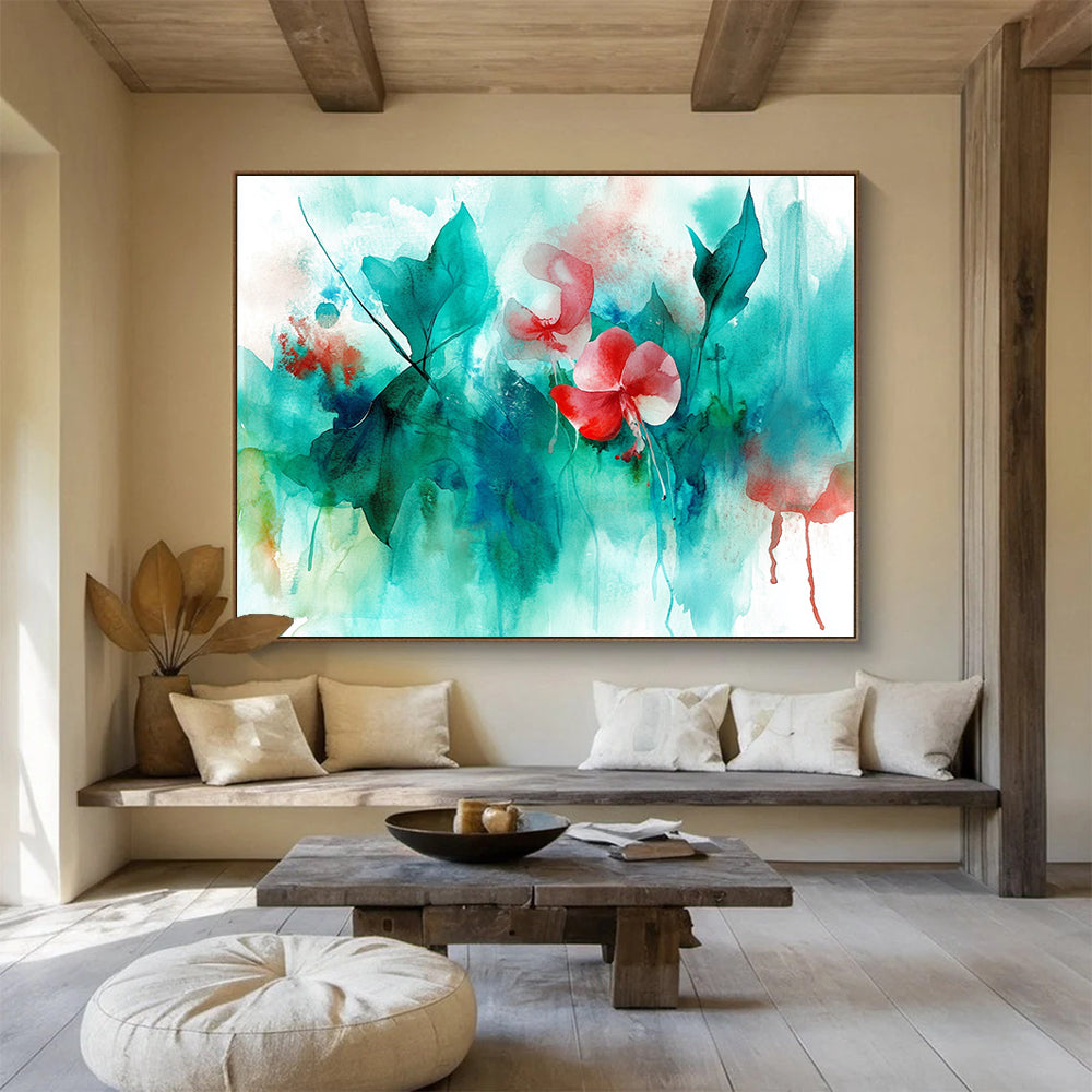 Watercolor Flowers Art for Botanical - Themed Café & Floral Design Studio SC287