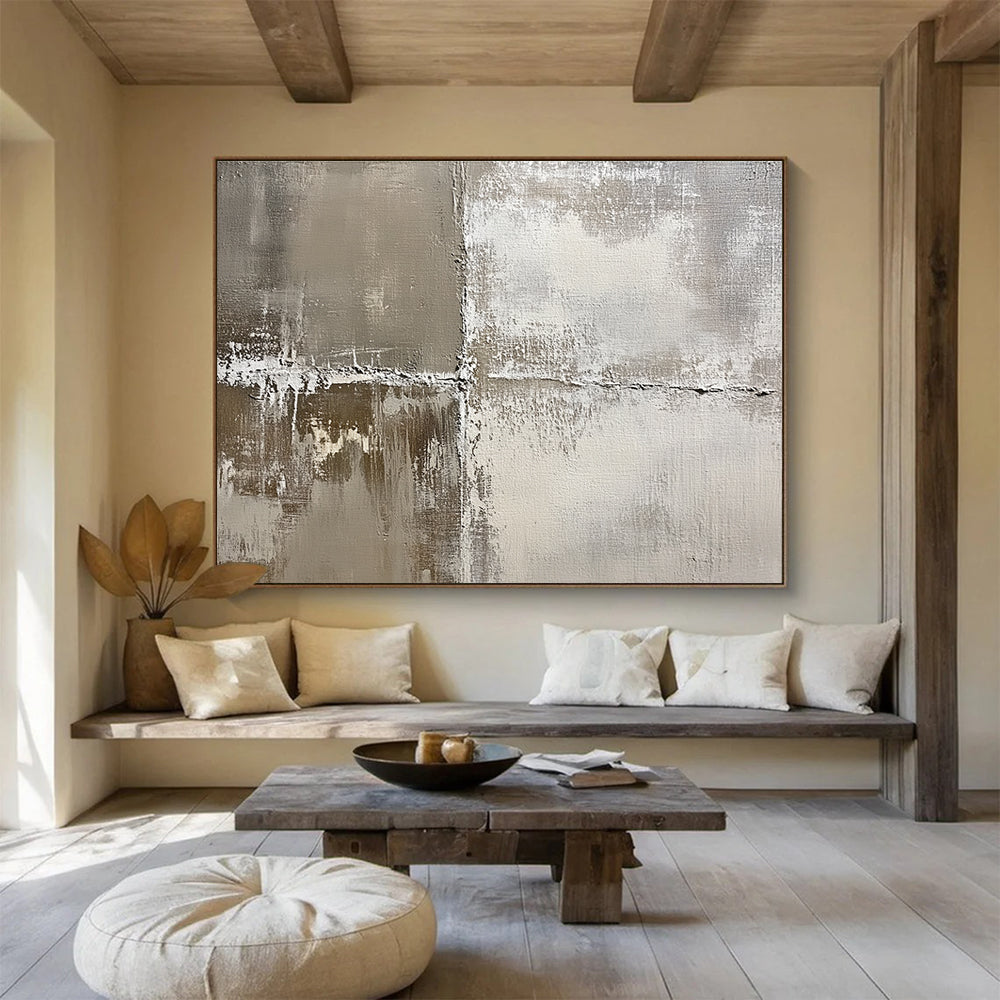 Textured Neutral Tones Art for Minimalist Art Gallery & Scandinavian - Style Living Room SC445