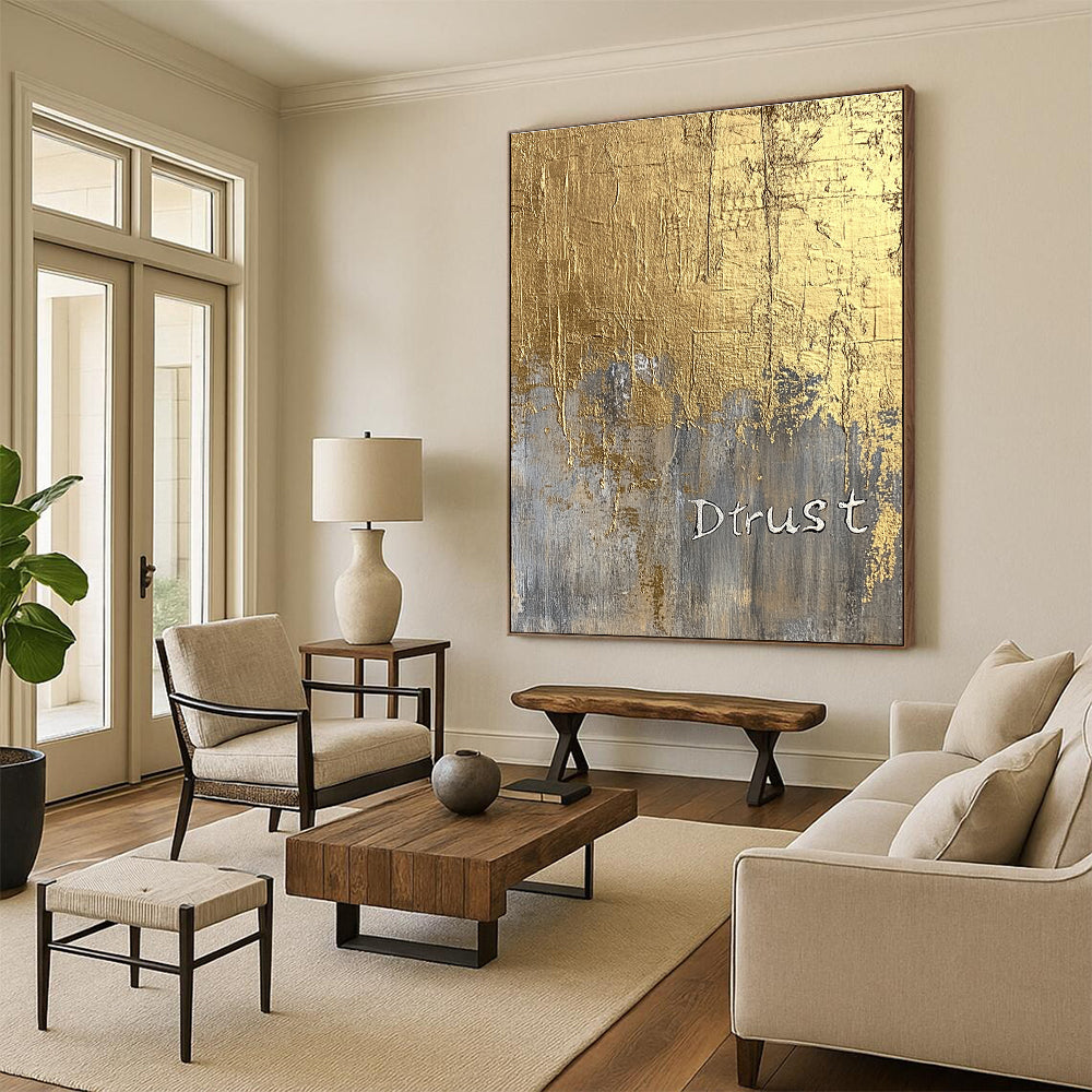 Gold and Gray “Dtrust” for Modern Office Reception & Sophisticated Home Study STSC1003