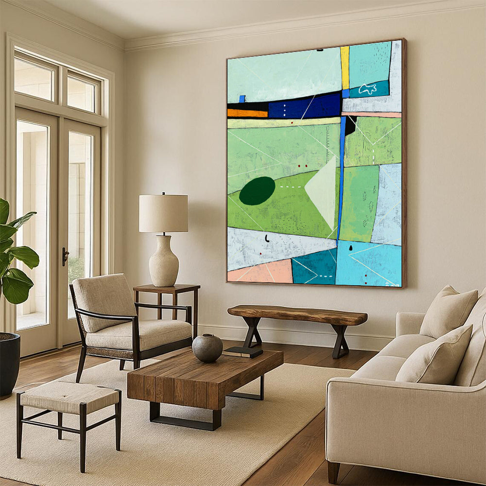 Colorful Geometric Abstract Art for Creative Café & Home Living Room DLZ1111