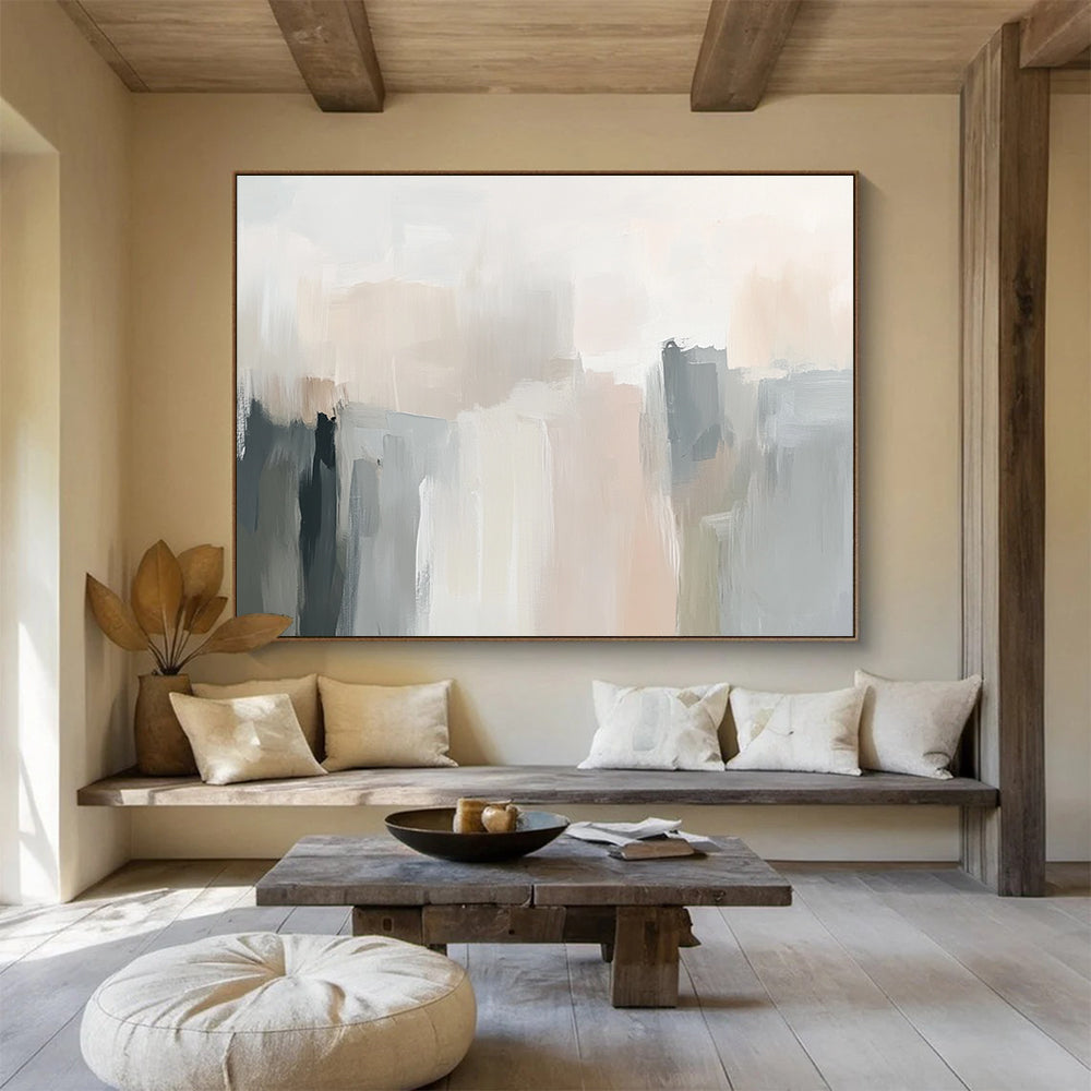 Pastel Abstract Cityscape Art for Chic Boutique Hotel & Light - Filled Apartment SC058