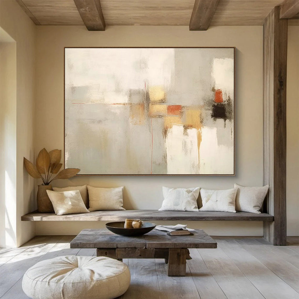 Grey - White Geometric Abstract Art for Minimalist Living Area DLZ2732