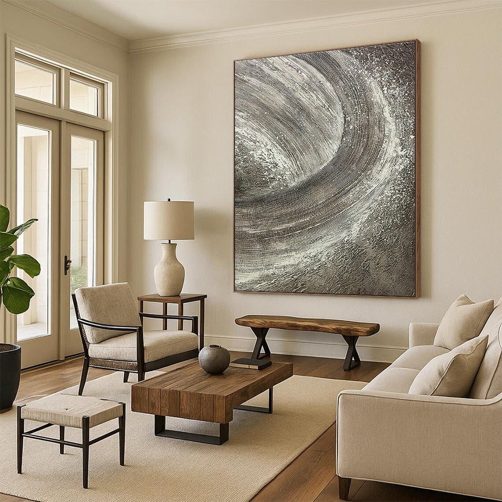 Textured Gray Swirl Art for Industrial Loft & Modern Art Gallery DLZ2242