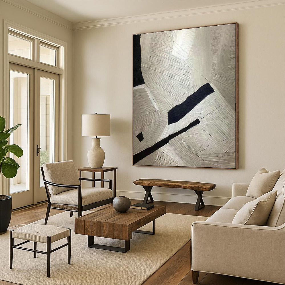 Black - White Textured Abstract Art for Industrial Loft & Art Studio DLZ1248