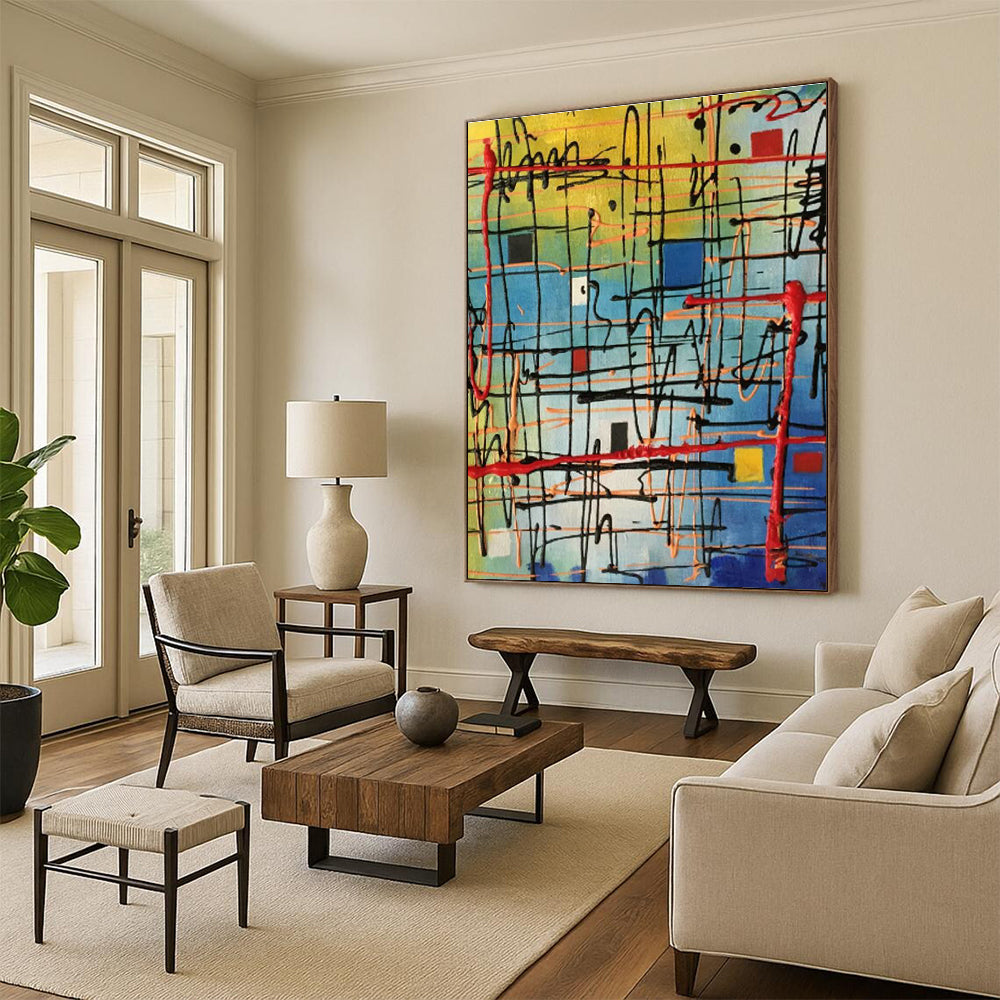 Vibrant Color - Line Grid Art for Cafe & Creative Co - working Space DLZ2282