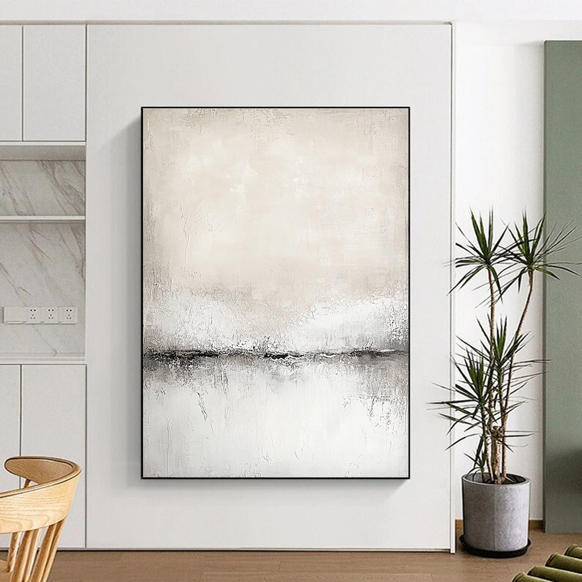 Light Textured Horizon Art for Scandinavian - Style Home & Yoga Studio STSC128