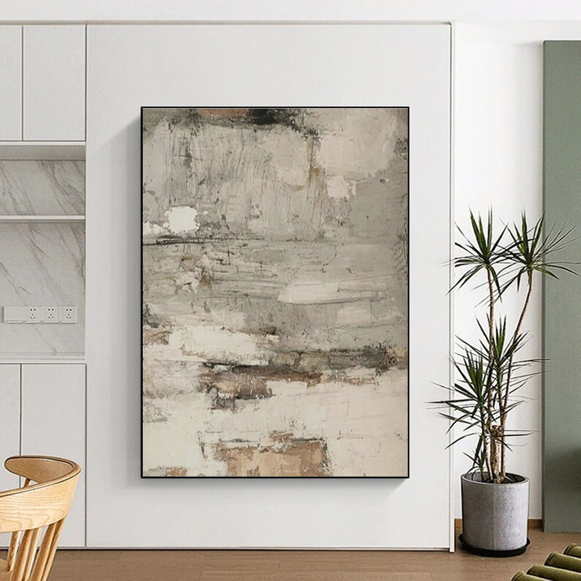 Gray - White - Brown Textured Art for Industrial - Style Café & Minimalist Living Room DLZ1870