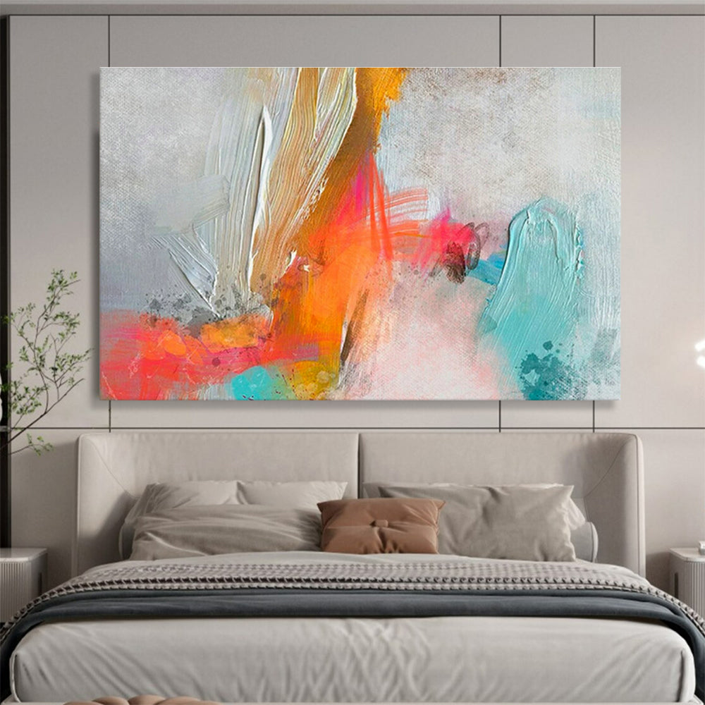 Gray - Orange Colorful Abstract Art for Industrial - Style Brewery Taprooms DLZ2591