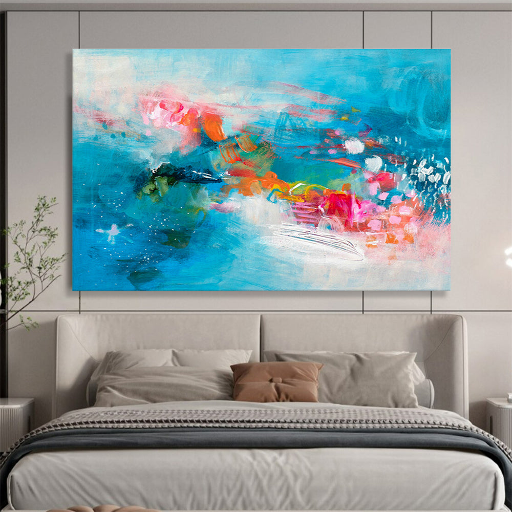 Blue - Pink Artistic Abstract Art for Cozy Reading Nooks DLZ2416