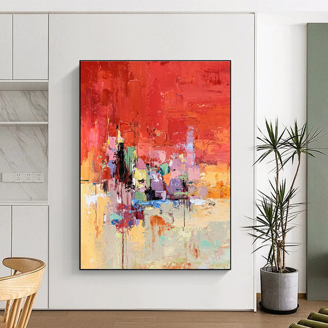 Red - Based Colorful Abstract Art for Living Room & Home Bar DLZ0466