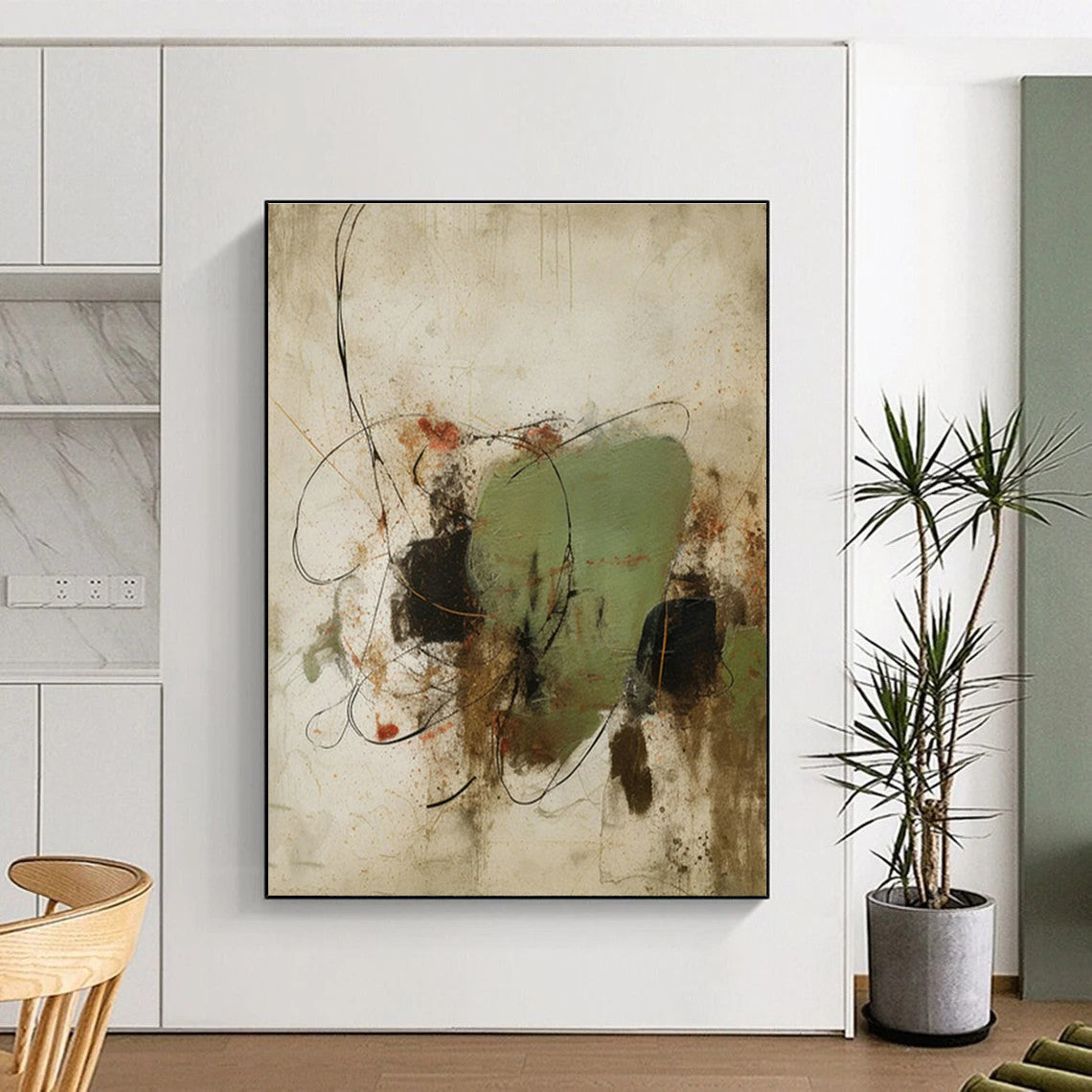 Green - Black Abstract for Bohemian - Style Restaurant & Nature - Inspired Home Office DLZ0893