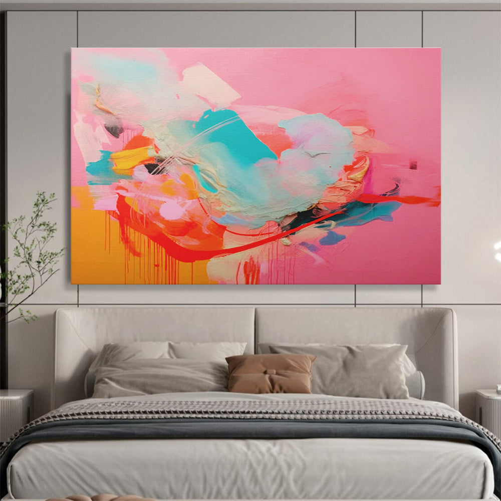 Pink - Orange Clash Abstract Art for Eclectic Living Space DLZ2886