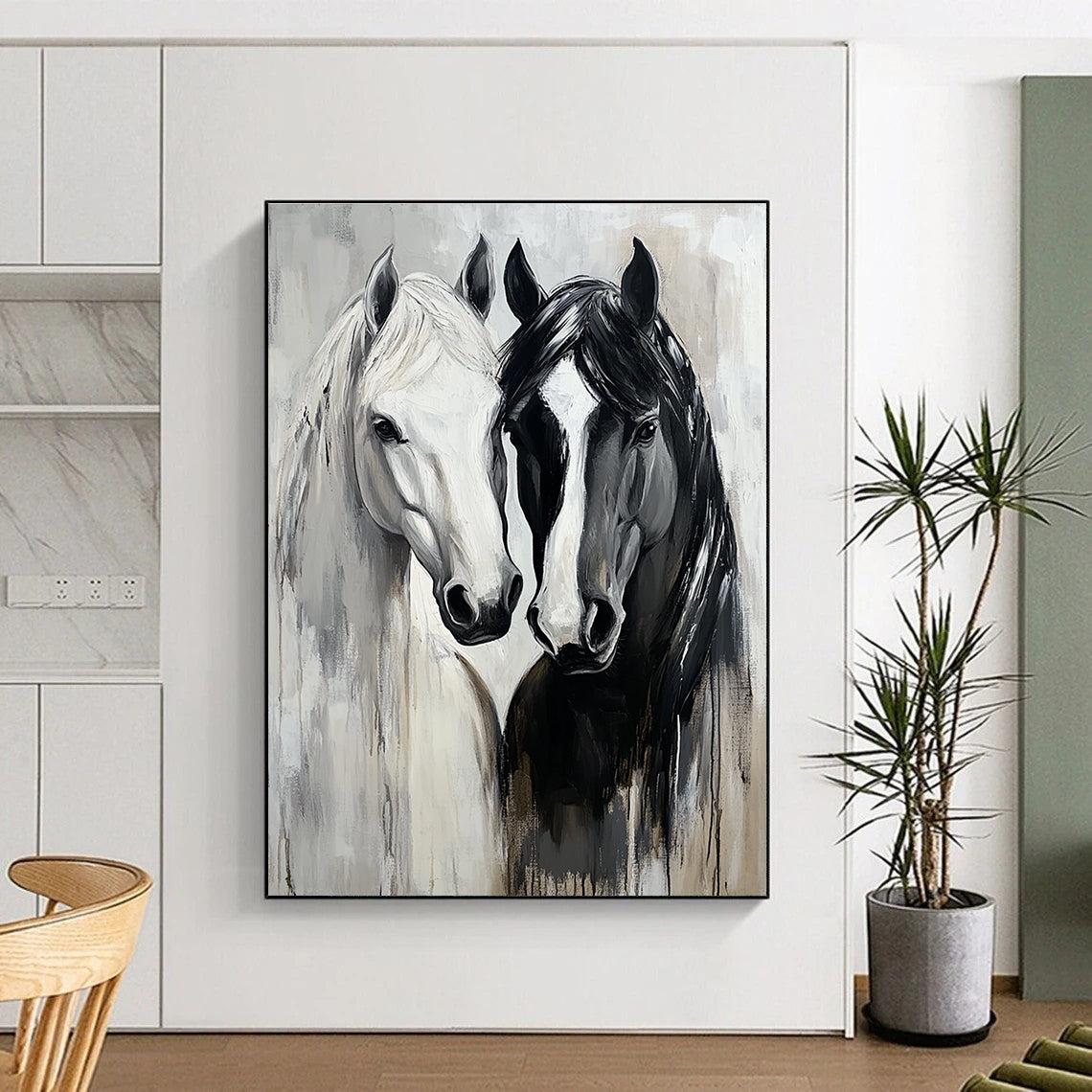 Two Horses’ Heads Art for Equestrian Center & Rustic Home Office STSC1388