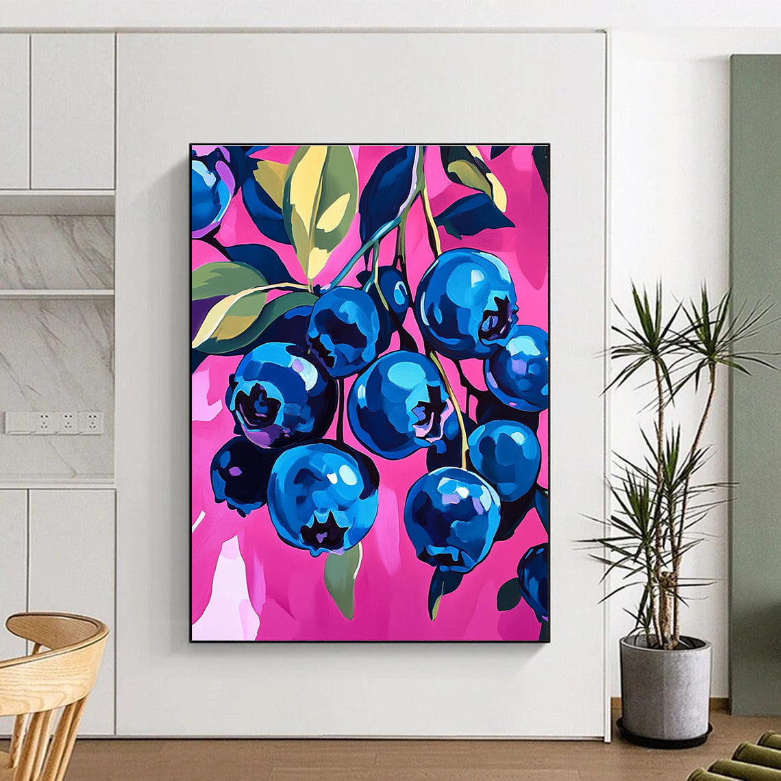 Blueberries on Pink for Gourmet Kitchen & Modern Fruit - Themed Café STSC1226