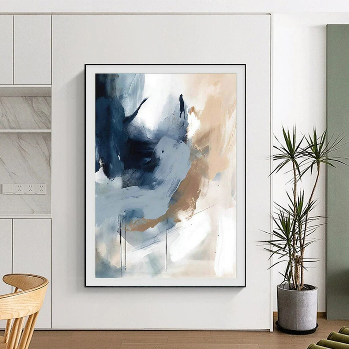 Blue - Gray Abstract Art for Corporate Reception Areas DLZ0106