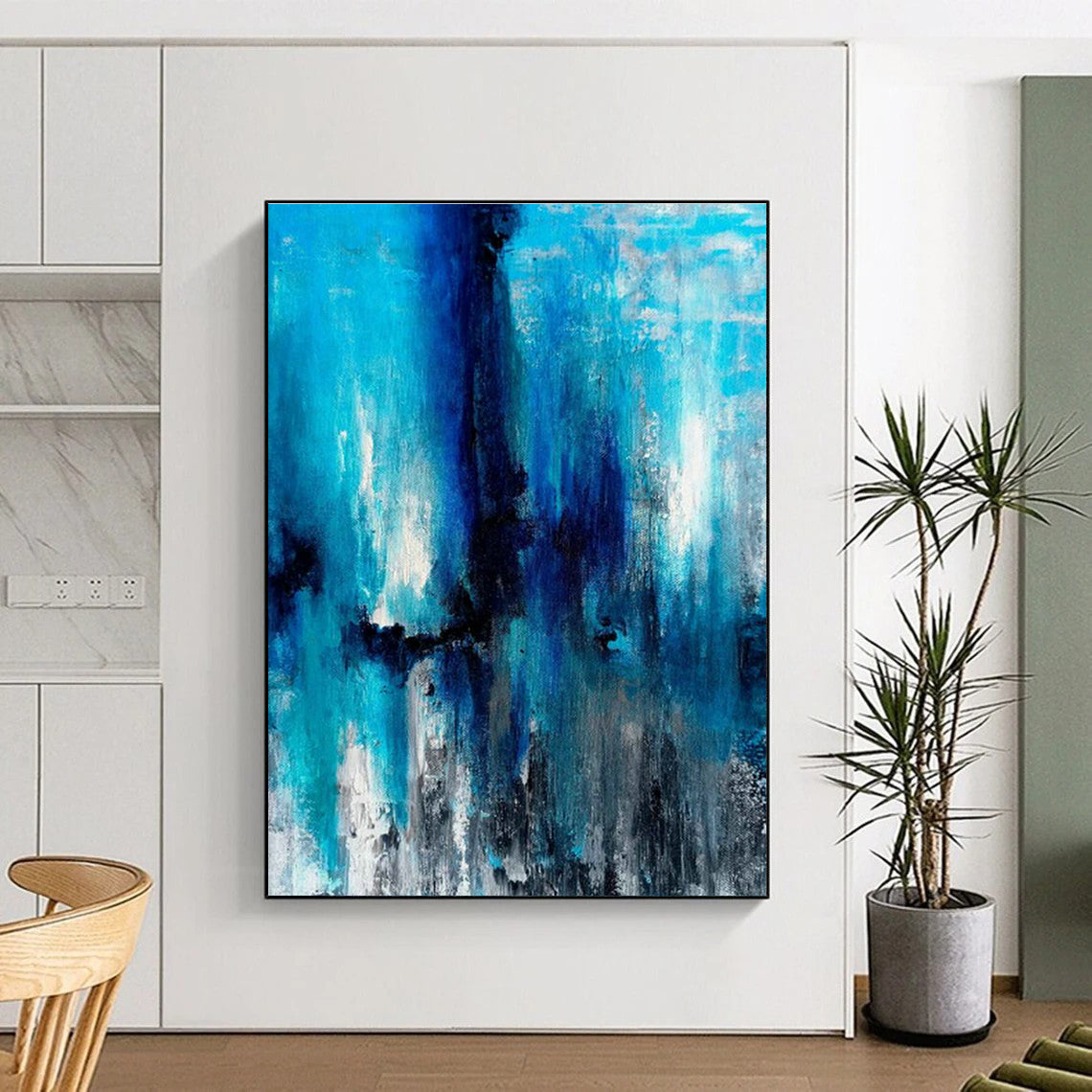 Blue - Toned Abstract Art for Coastal Home Bedroom Relaxation Corners DLZ0023