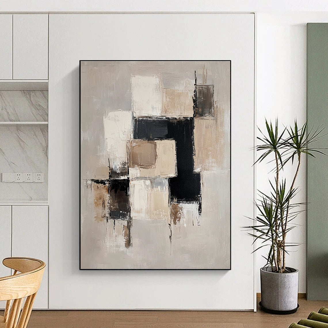 Beige - Toned Geometric Abstract for Minimalist Living Room & Modern Office STSC220