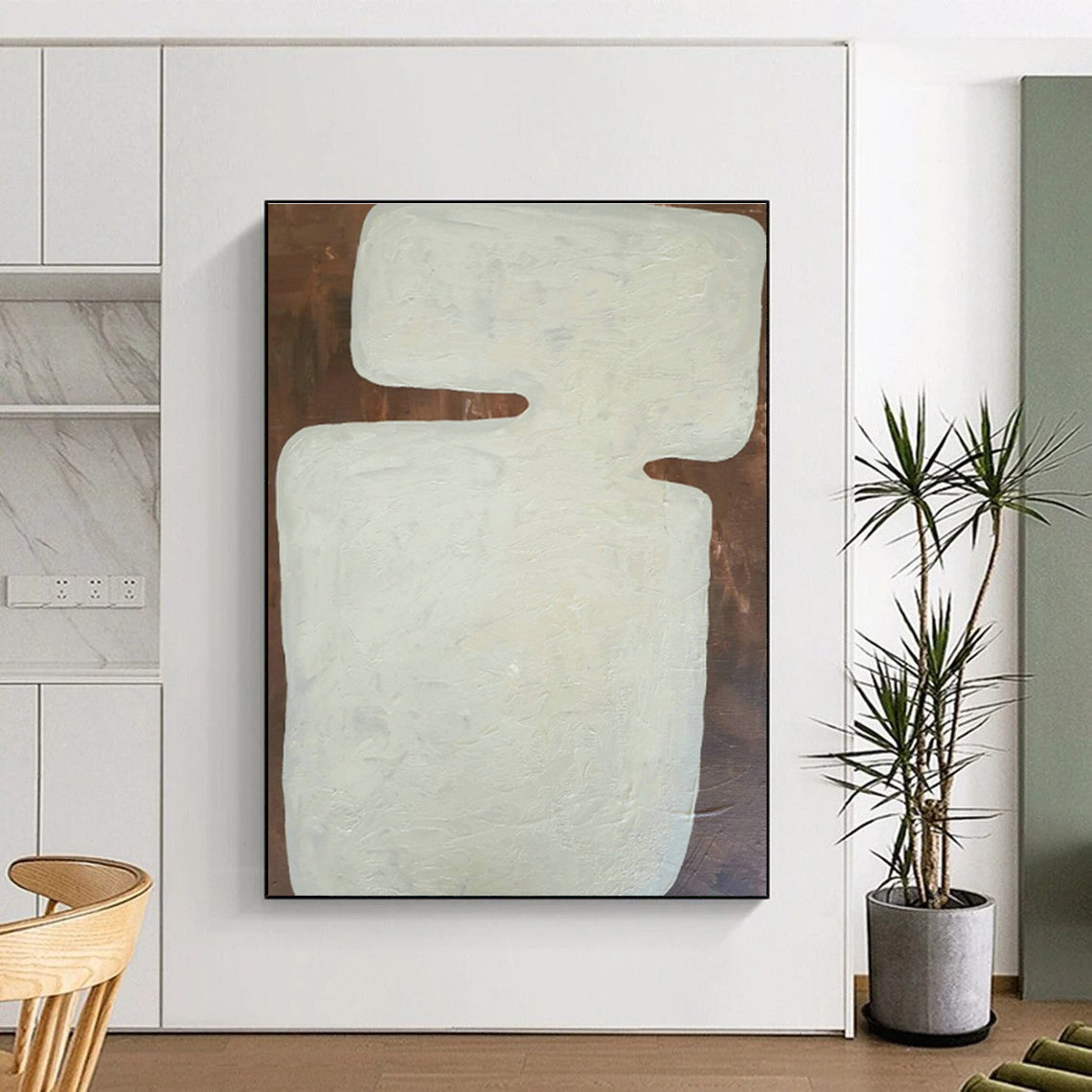 White Geometric Abstract Art for Art Gallery Exhibition & Home Guest Room DLZ1089