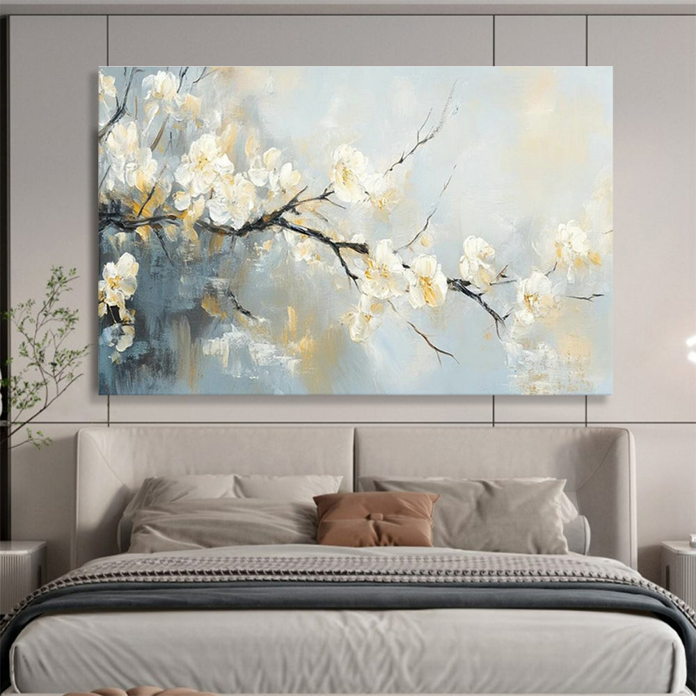 White Plum Blossom Art for Minimalist Zen - Inspired Home Offices DLZ3189