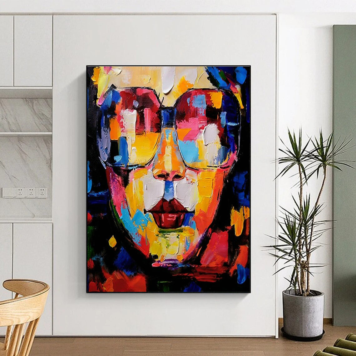 Vibrant Sunglasses Portrait Art for Fashion Boutique & Pop - up Art Event DLZ2352