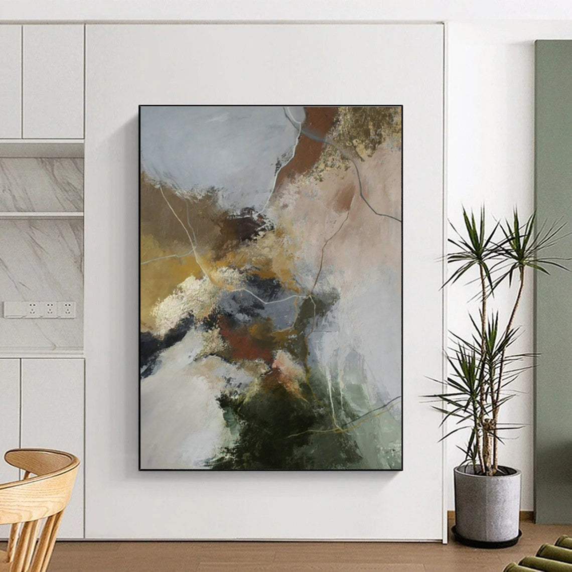 Earth - Toned Abstract Art for Modern Office Waiting Area & Art Gallery Corridor DLZ1011