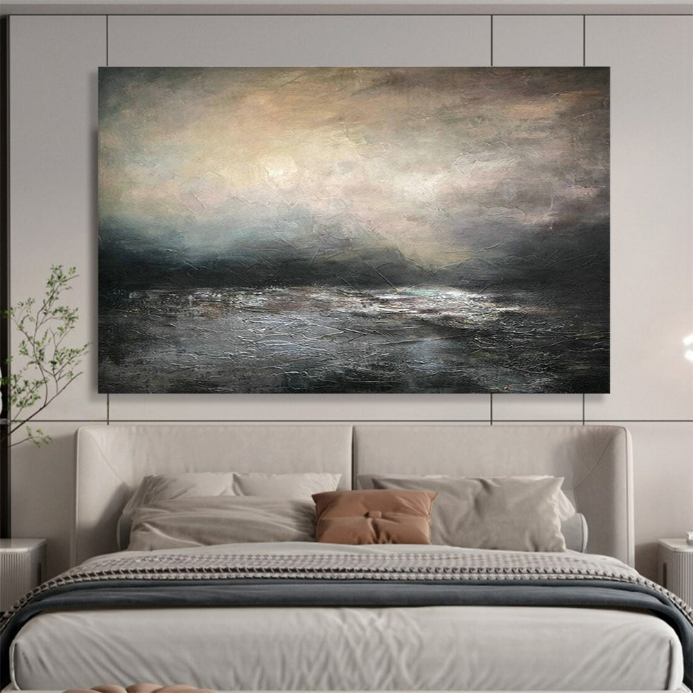 Dark Sea View Oil Painting for Industrial - Style Loft Bar Walls DLZ3165