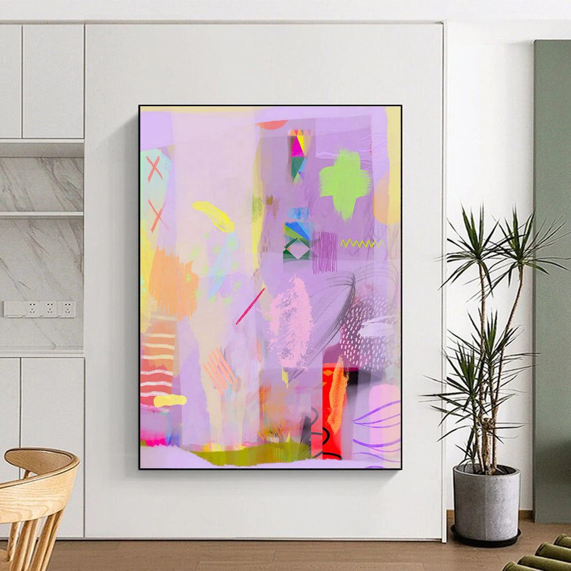 Light Purple Abstract Art for Modern Home Yoga Studio Corners DLZ0169