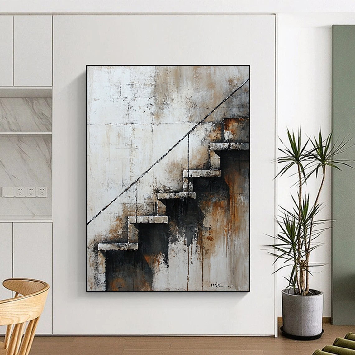 Abstract Staircase for Industrial - Style Home & Art - Inspired Studio STSC194