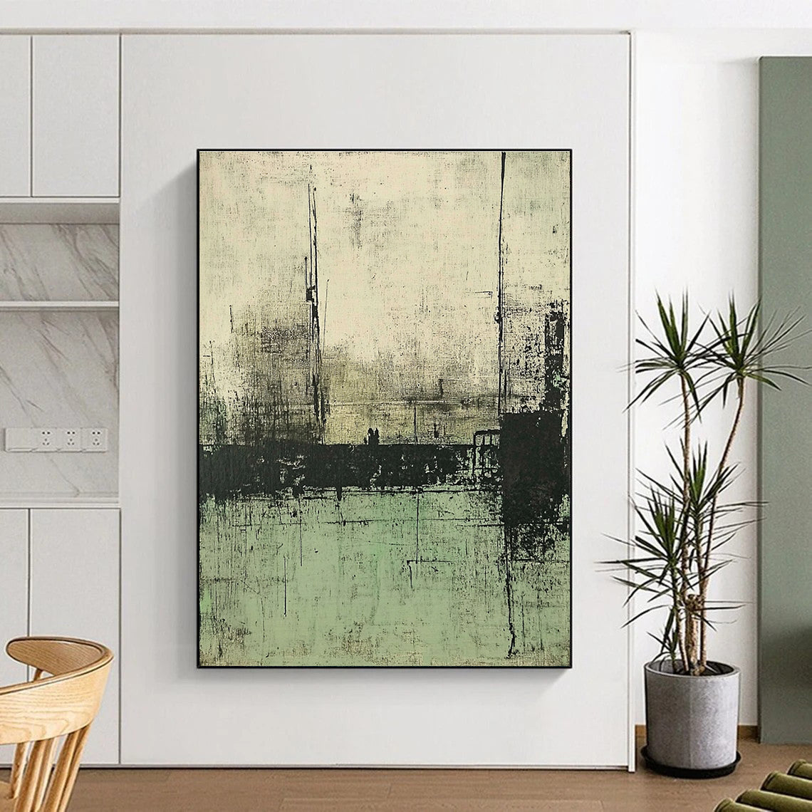 Monochrome Abstract Landscape for Industrial - Style Loft & Art Gallery Corridor STSC421