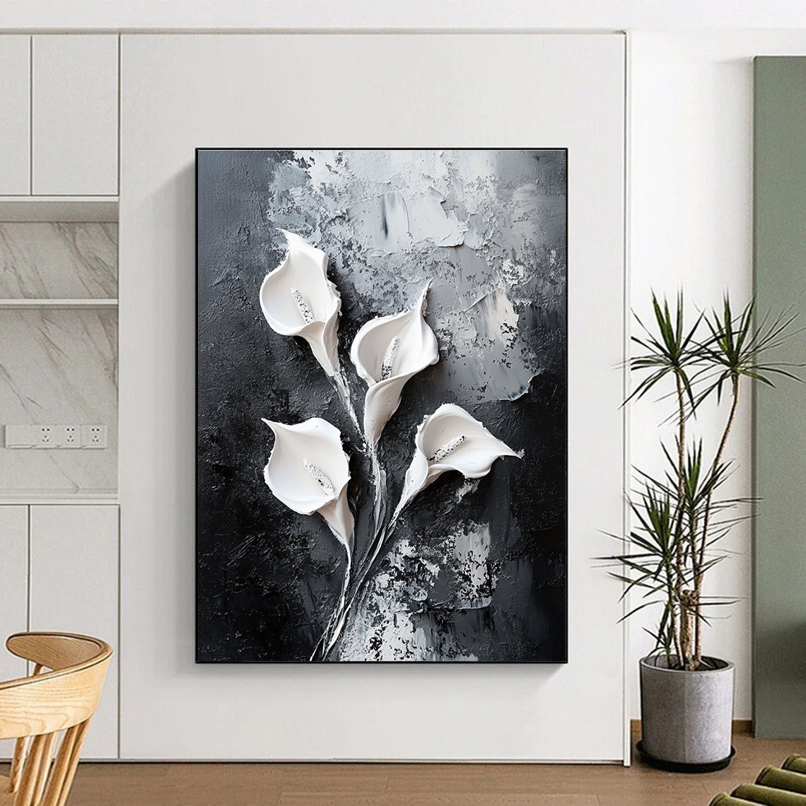 Textured Flower Relief for Sophisticated Home Dining Room & High - End Floral Art Space STSC509