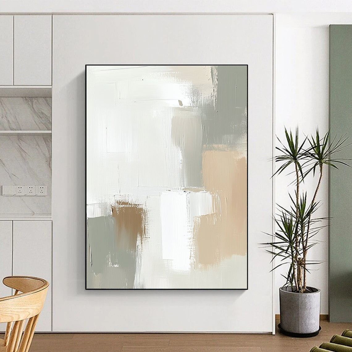 Neutral - Toned Abstract for Scandinavian - Style Home & Calm Meditation Space STSC379