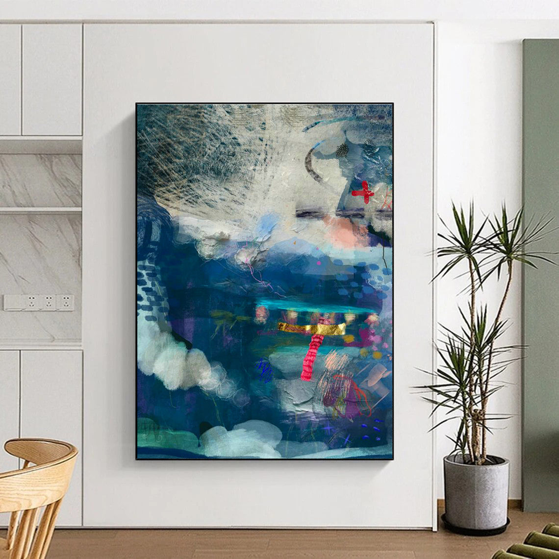 Blue - Toned Collage Art for Coastal Home Study Spaces DLZ0155