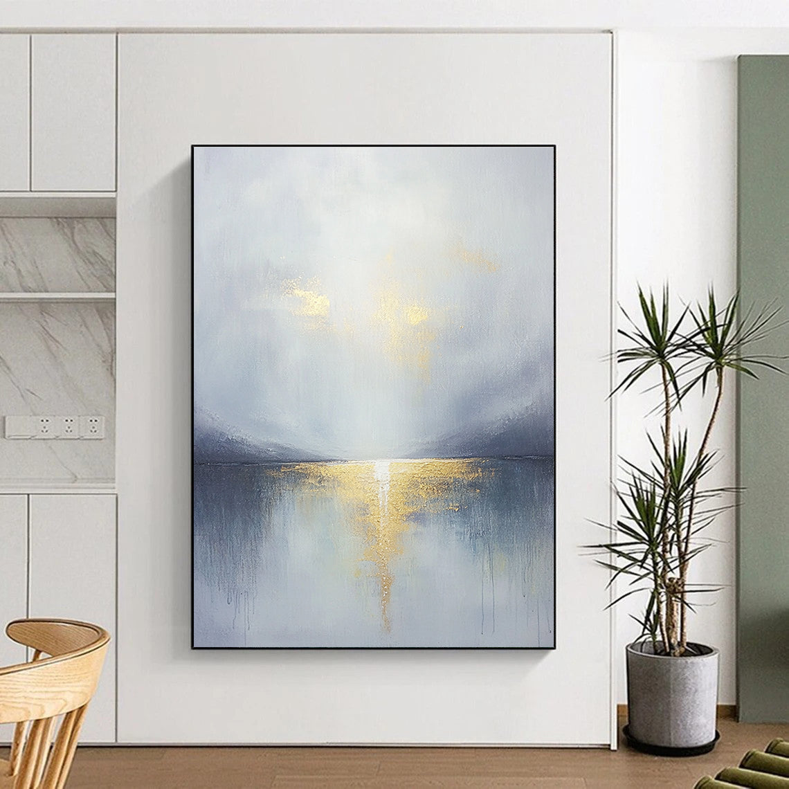 Gray - Gold Sea Reflection for Coastal Home & Elegant Spa Retreat STSC289