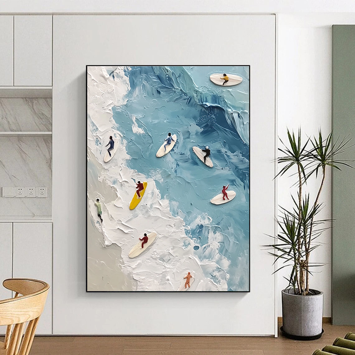 Surfers on the Waves Art for Beach Sports Club & Vibrant Home Living Room STSC1436