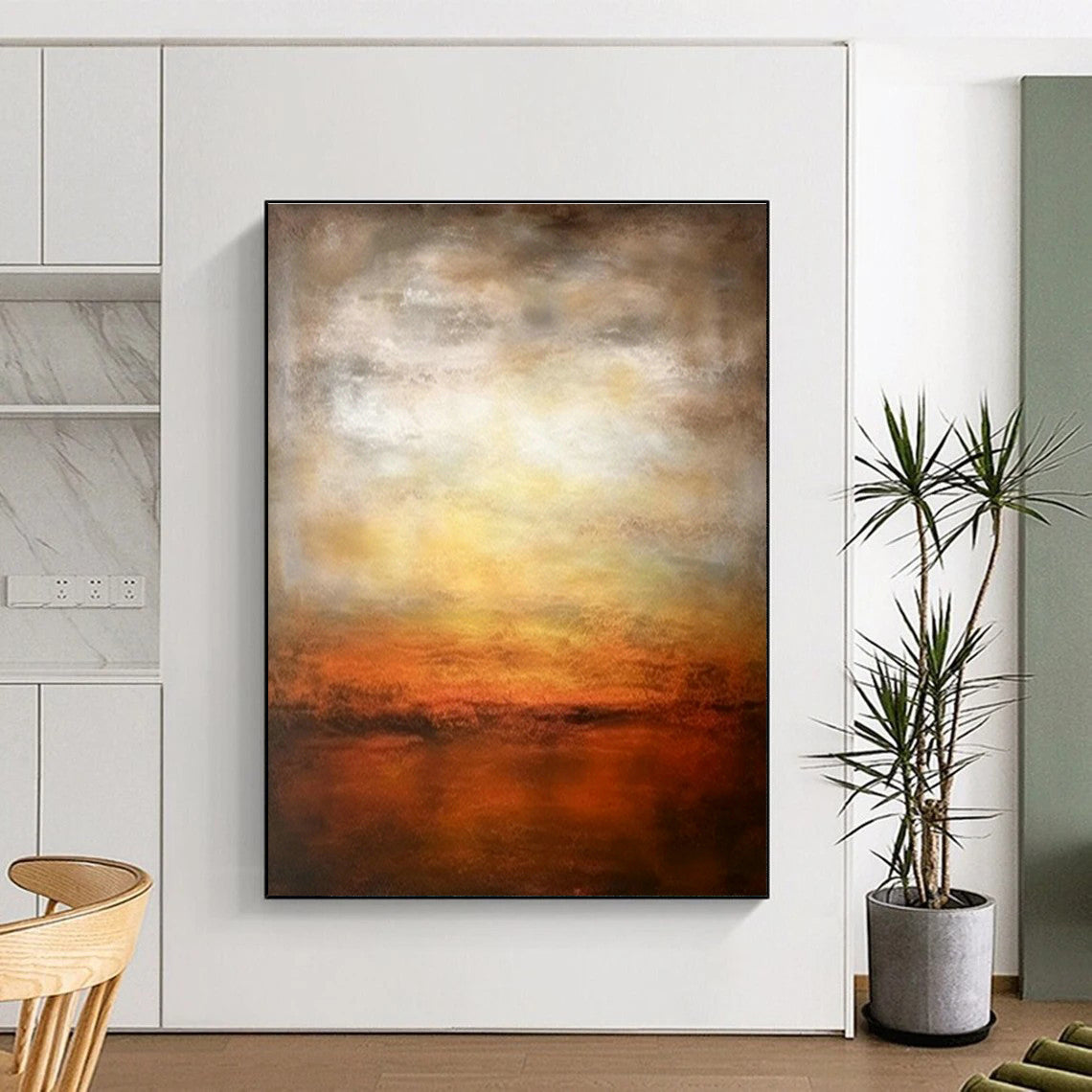 Orange - Yellow Gradient Abstract Art for Living Room & Dining Room DLZ0444