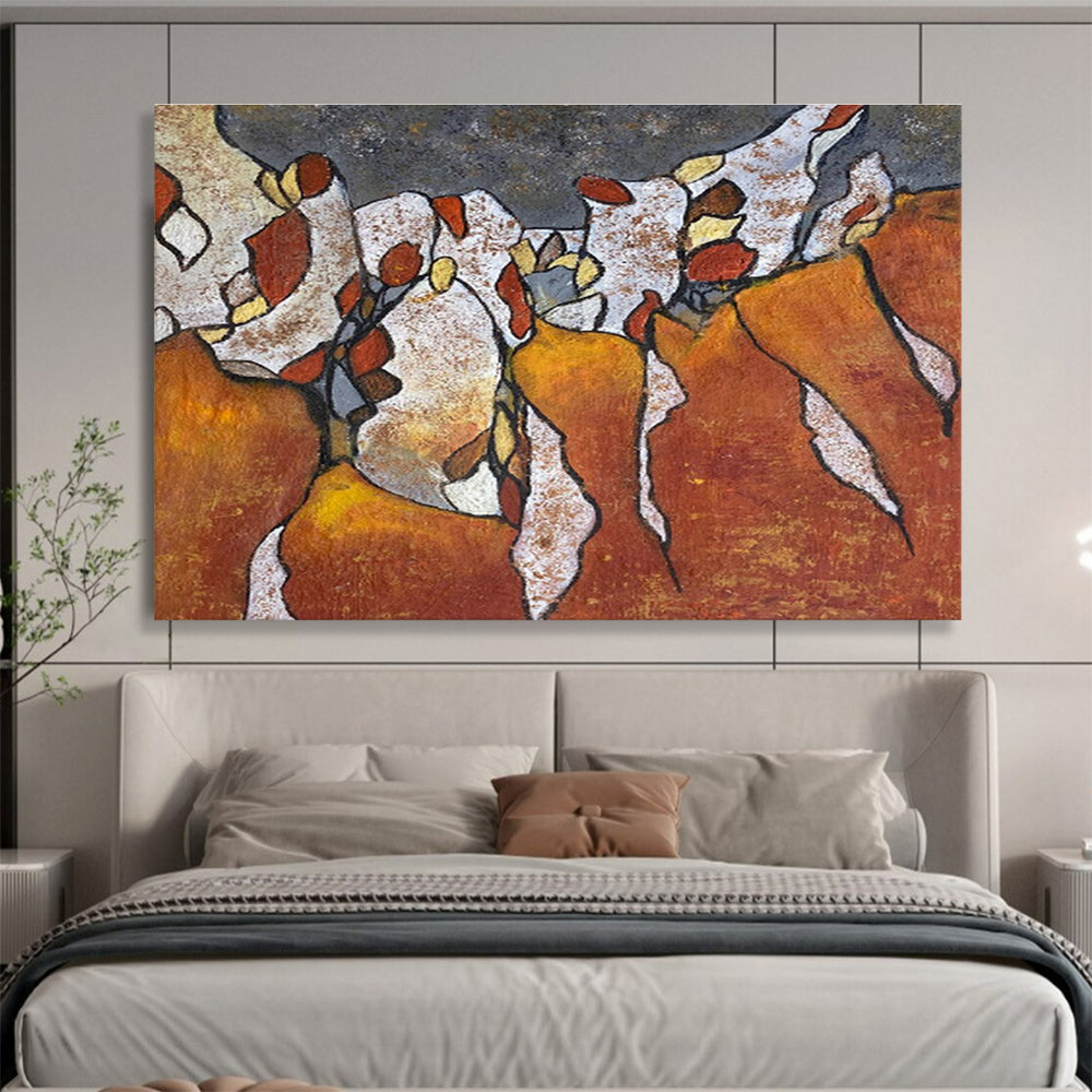 Orange - White Textured Art: Liven Up Your Corridor with Vibrant Energy DLZ2389
