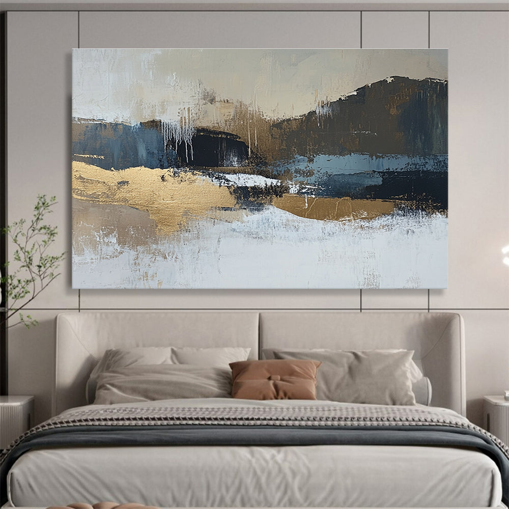 Gold - Accented Landscape Abstract Art for Luxury Hotel Lobby & Upscale Home Office SC226
