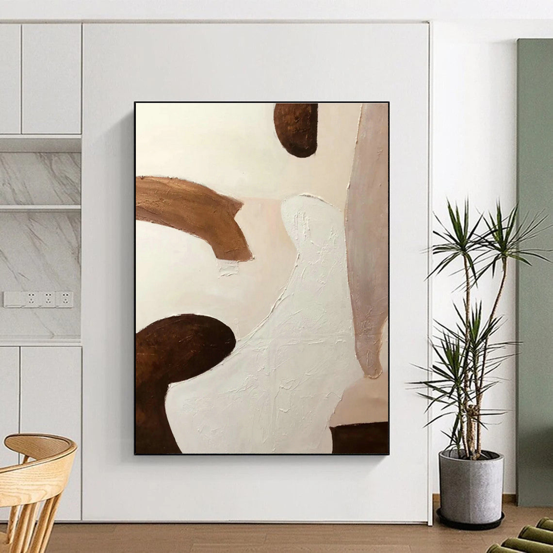 Brown - White Abstract Art for Bohemian Bedroom & Art Gallery Corner DLZ1171