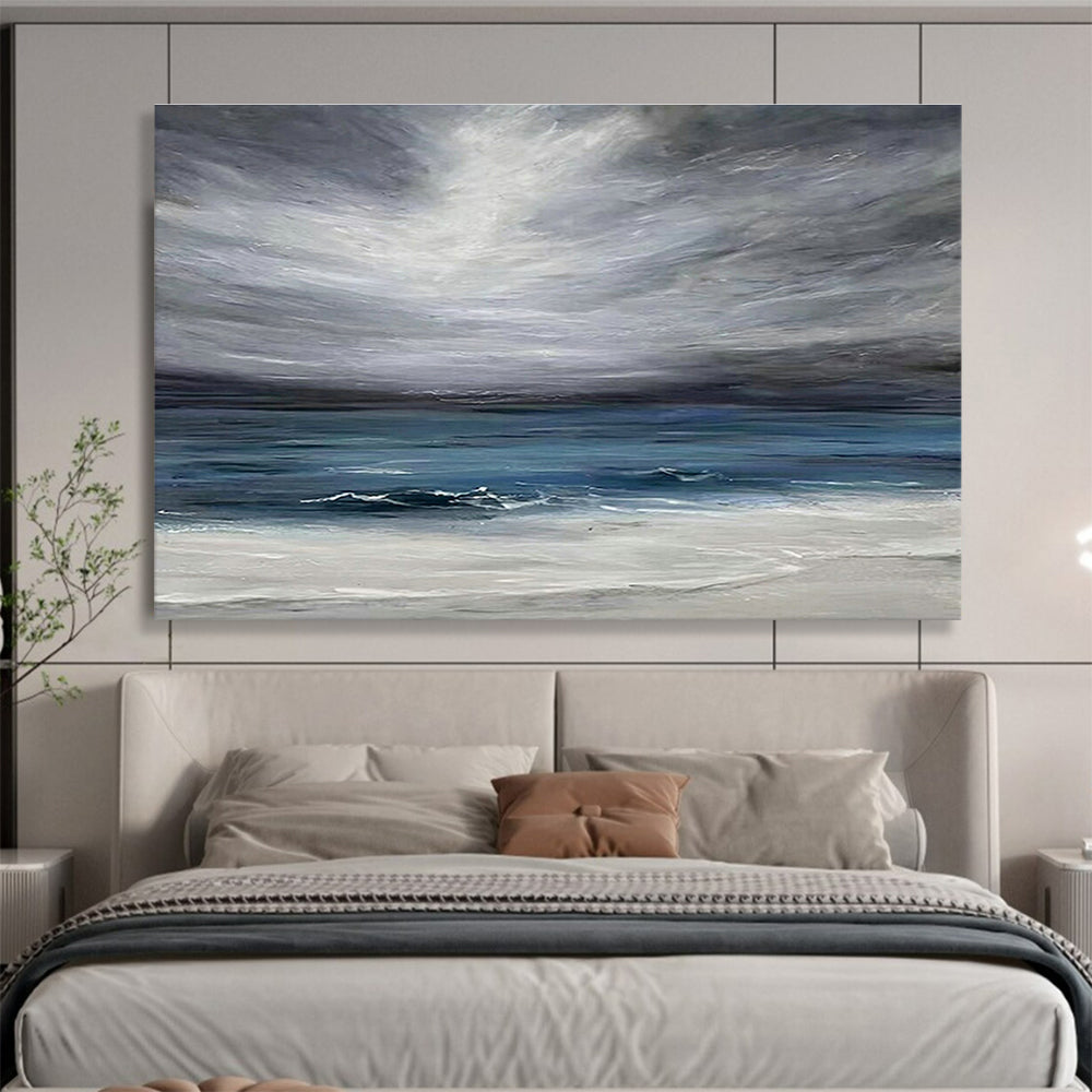 Gray - Cloud Sea View Oil Painting for Nautical - Themed Library Reading Nooks DLZ2599
